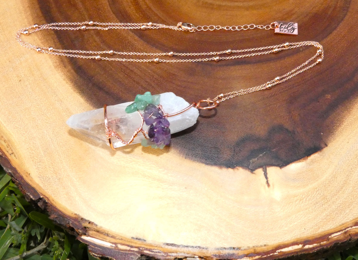 Rose Quartz & Amethyst Natural Healing Crystal Tree