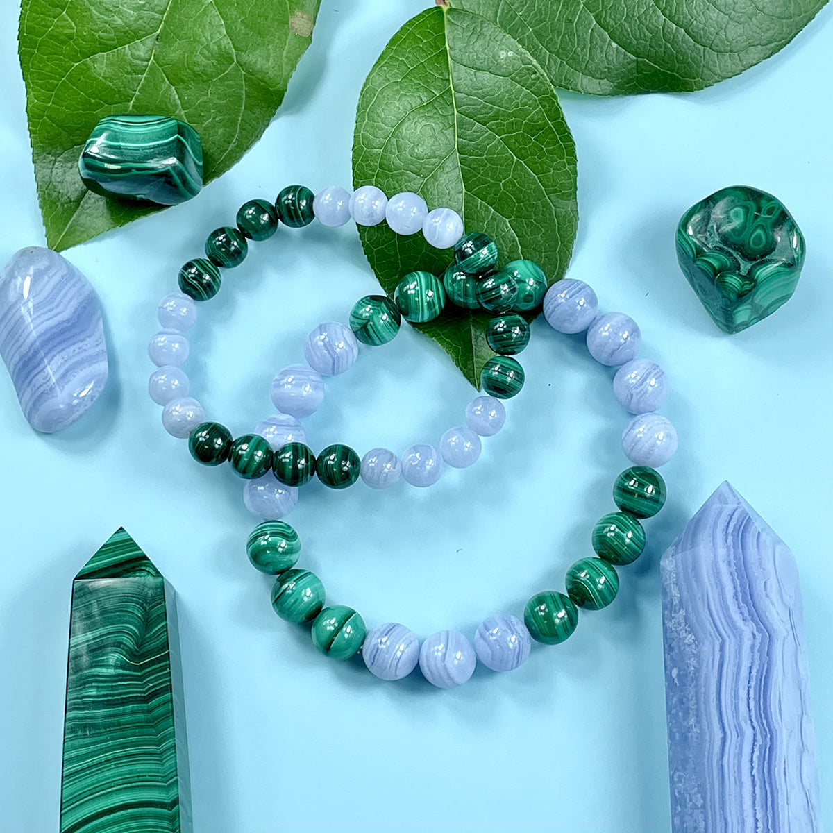 Super Limited Extremely Rare Blue Lace Agate Malachite Grade AAA Calming  Release & Transformation 10mm Stretch Bracelet