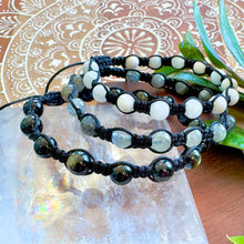 Load image into Gallery viewer, NEW! Labradorite New Moon Inner Light, Meditation &amp; Protection Against Negativity Woven Inner Strength Collection Nylon Braided Adjustable 6mm Bead Bracelet