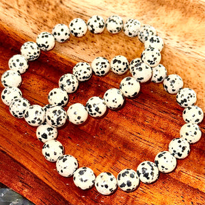 Dalmatian Jasper Nurturing & Playful 8mm Stretch Bracelet