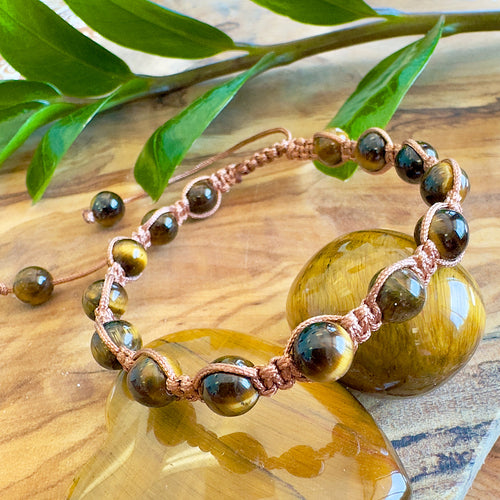 NEW! Tiger's Eye Abundance, Courage & Transformation Woven Inner Strength Collection Nylon Braided Adjustable 6mm Bead Bracelet