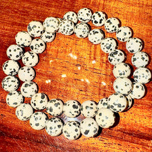 Load image into Gallery viewer, Dalmatian Jasper Nurturing &amp; Playful 8mm Stretch Bracelet