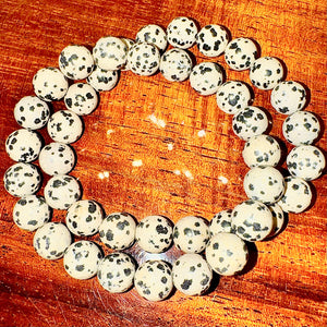 Dalmatian Jasper Nurturing & Playful 8mm Stretch Bracelet