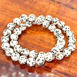 Dalmatian Jasper Nurturing & Playful 10mm Stretch Bracelet