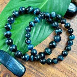 Limited Edition Hawk Eye Aura Shield for Spiritual Growth & Self-Expression 10mm Stretch Bracelet