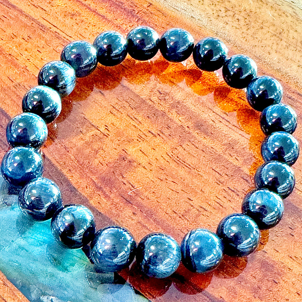 Limited Edition Hawk Eye Aura Shield for Spiritual Growth & Self-Expression 10mm Stretch Bracelet