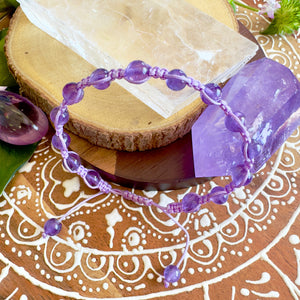 NEW! Amethyst Energy Field Tranquility, Peace & Divine Connection Woven Inner Strength Collection Nylon Braided Adjustable 6mm Bead Bracelet