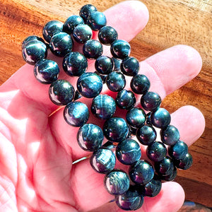 Limited Edition Hawk Eye Aura Shield for Spiritual Growth & Self-Expression 8mm Stretch Bracelet