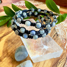 Load image into Gallery viewer, NEW! Labradorite New Moon Inner Light, Meditation &amp; Protection Against Negativity Woven Inner Strength Collection Nylon Braided Adjustable 6mm Bead Bracelet