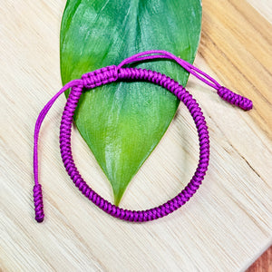 Lilac Purple Tibetan Buddhist Monk Braided Knot Lucky Bracelet