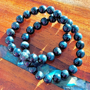 Limited Edition Hawk Eye Aura Shield for Spiritual Growth & Self-Expression 10mm Stretch Bracelet