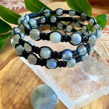 Load image into Gallery viewer, NEW! Labradorite New Moon Inner Light, Meditation &amp; Protection Against Negativity Woven Inner Strength Collection Nylon Braided Adjustable 6mm Bead Bracelet