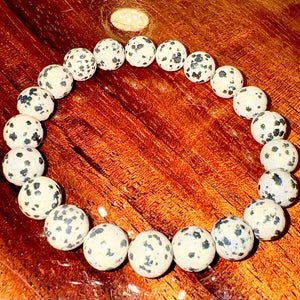 Dalmatian Jasper Nurturing & Playful 10mm Stretch Bracelet