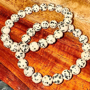 Dalmatian Jasper Nurturing & Playful 10mm Stretch Bracelet