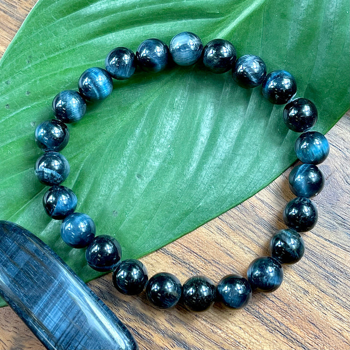 Limited Edition Hawk Eye Aura Shield for Spiritual Growth & Self-Expression 8mm Stretch Bracelet