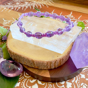 NEW! Amethyst Energy Field Tranquility, Peace & Divine Connection Woven Inner Strength Collection Nylon Braided Adjustable 6mm Bead Bracelet