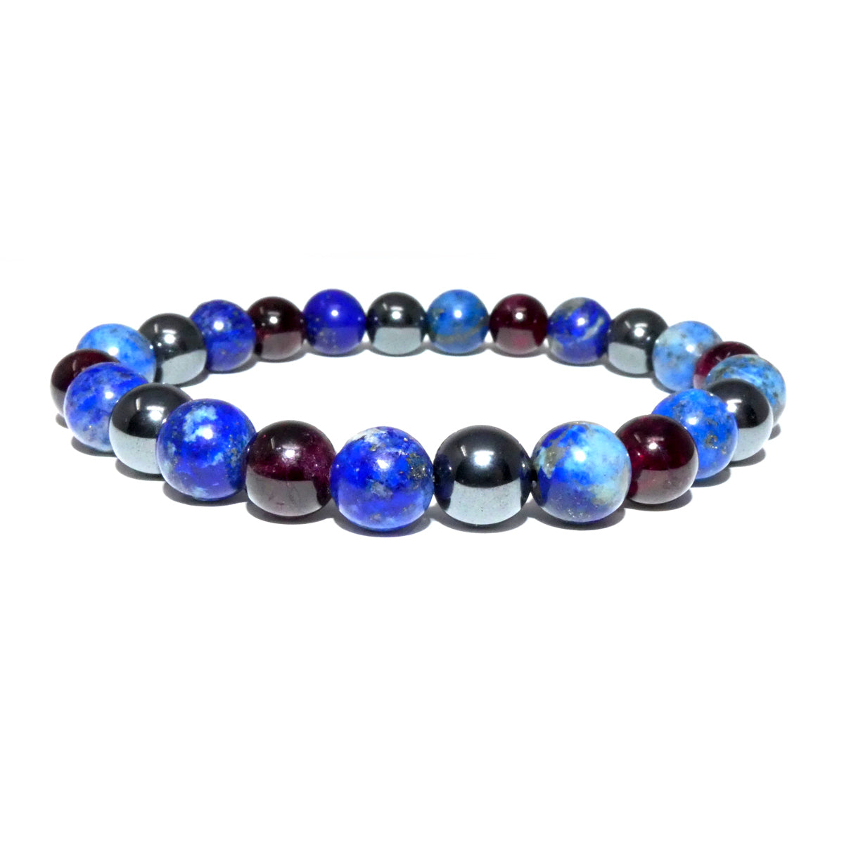 Guardian Collection Lapis Garnet Hematite 8mm Stretch Bracelet