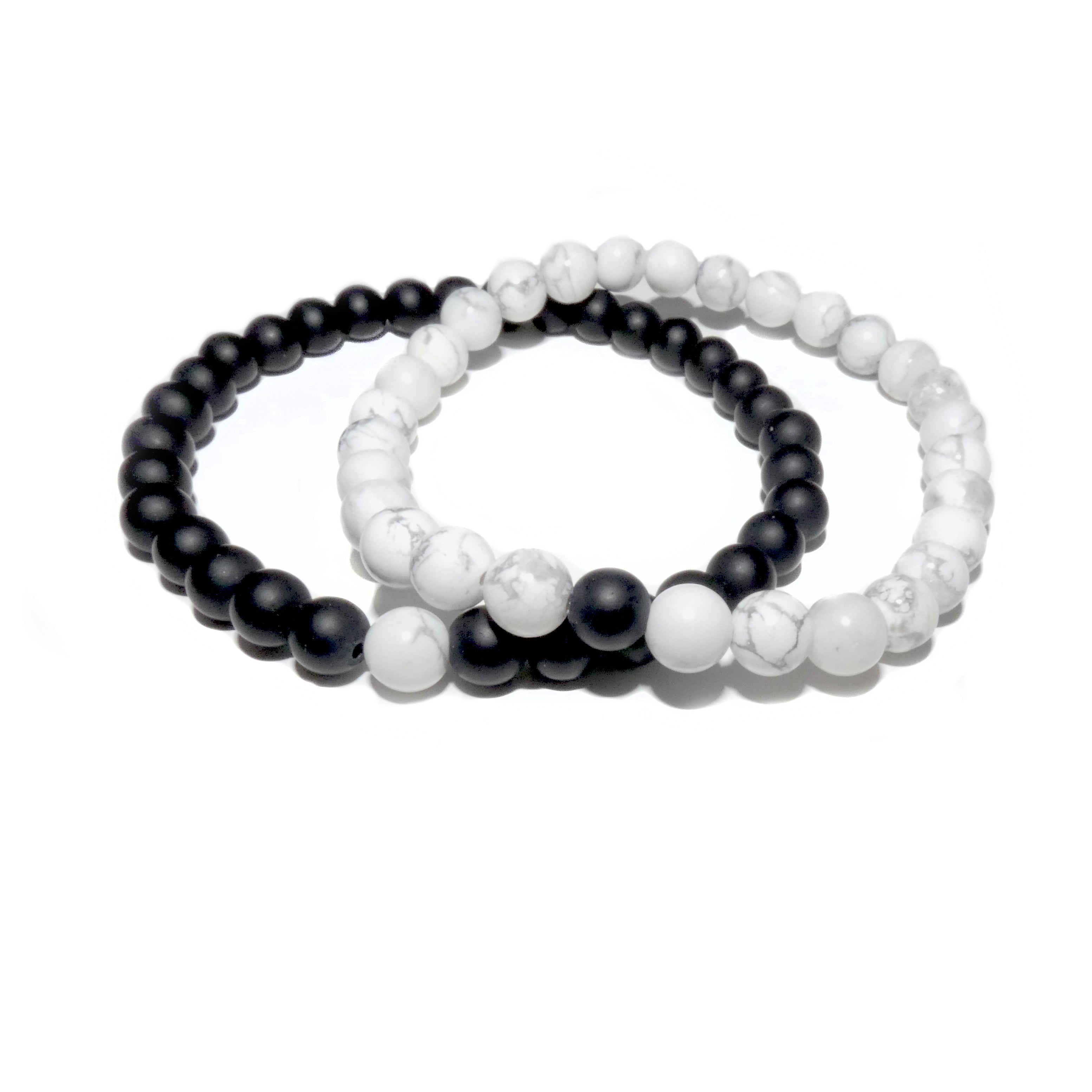 NEW!!! Leaf White Howlite & Black Onyx Empathy Beads