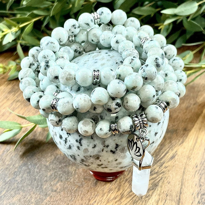 Kiwi Jasper Self-Nurture & Tranquility 108 Stretch Mala Necklace Bracelet