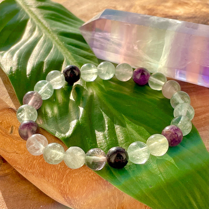 Rainbow Fluorite Miracle Crystal - Energy Release & Higher Self Connection 8mm Stretch Bracelet