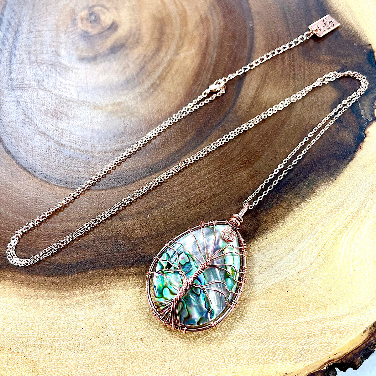 The Sydney Necklace- Crushed Abalone + Gold Leaf Flake Resin Necklace