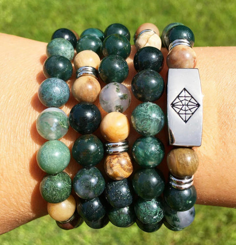 👽 Raising Vibration Sale! 🔥 Limited Time - 8mm Elizabeth April Channeled Mantis Sacred Geometry Limited Edition Cosmic Species Stretch Mala Bracelet Necklace