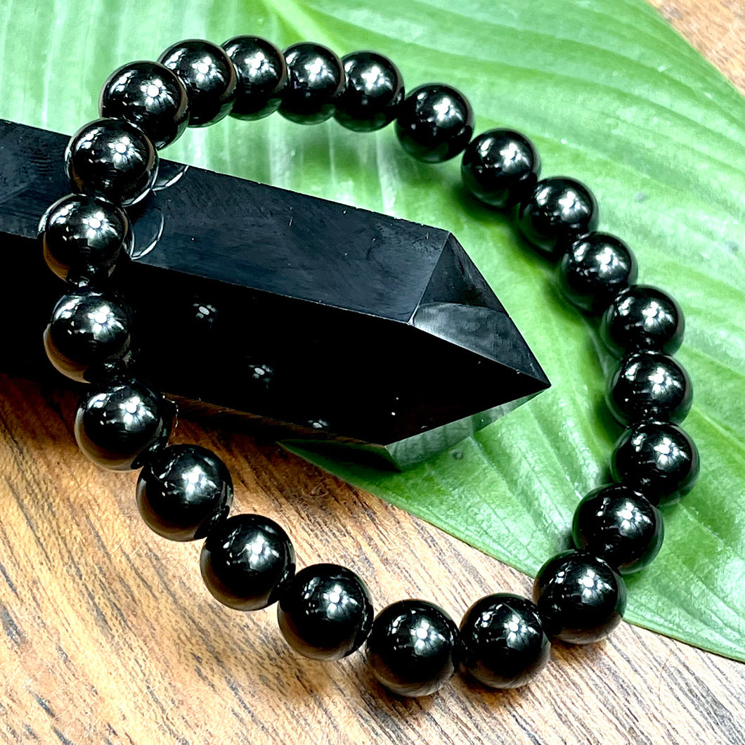 Black Tourmaline 8mm Beads Stone Crystal Bracelet 